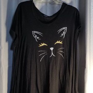 Torrid Black Glitter Cat Handkerchief Tee